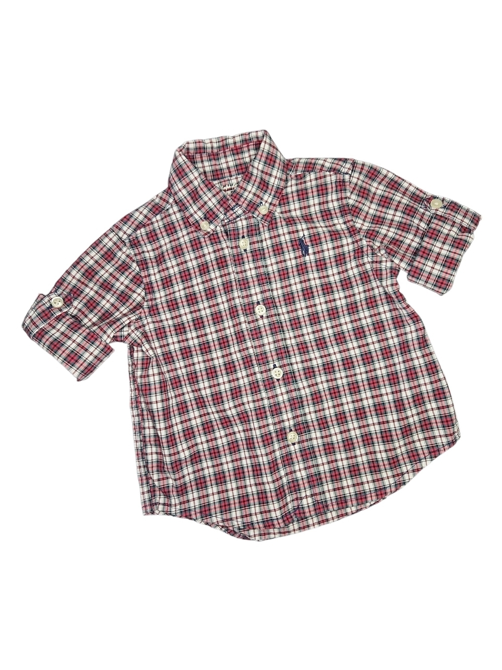 Ralph Lauren Toddler Plaid Button-Down Shirt - Red/White/Green 9 Months